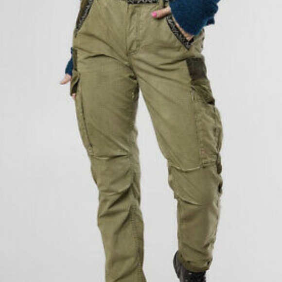 Free People 'Wild Nothing' Mixed Media Trim Embellished Utility Cargo Pants (4) - Picture 7 of 9